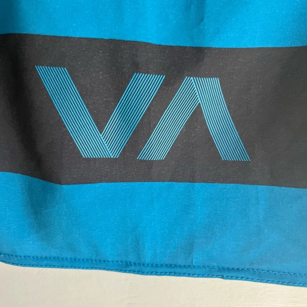 RVCA Blue and Black Board Shorts with Bold Stripes mens 34 - Picture 7 of 12